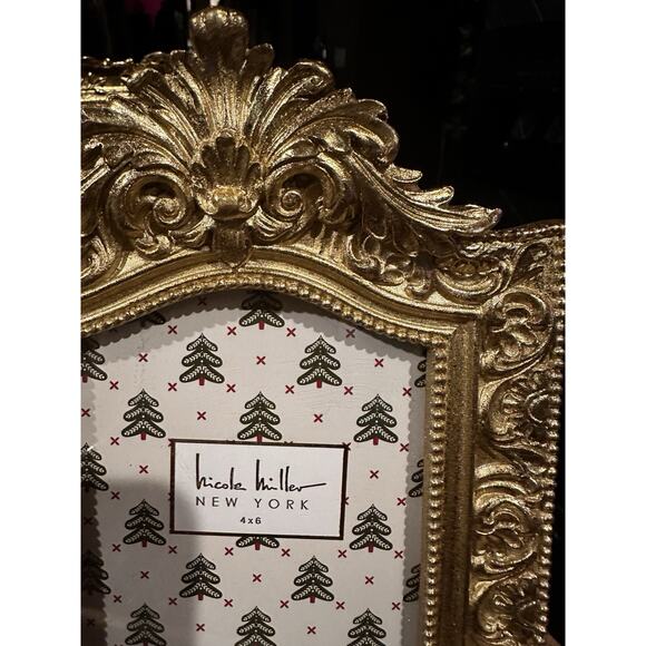 Nicole Miller Vintage Baroque Style Ornate Gold 4x6 Picture Photo Frame - Picture 2 of 3